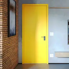 Eucadoor - Porta Montada de Giro Lisa Madeira Colmeia Fundo Primer Branco Reversível 210x82x14cm Standard