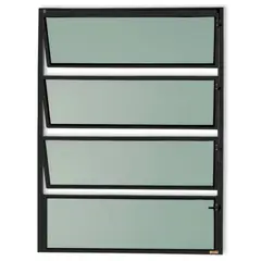 Brimak - Janela Basculante 3 Basc Alumínio Preto 80x60x2,3cm Master
