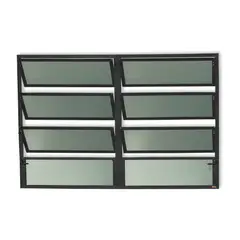 Brimak - Janela Basculante 6 Basc Alumínio Preto 80x120x2,5cm Plus