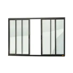 Brimak - Janela de Correr Alumínio Preto 4 Folhas Central 120x200x6,2cm Confort
