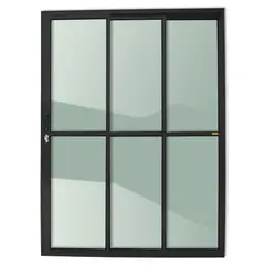 Brimak - Porta de Correr Alumínio Preto 3 Folhas Esquerda 210x150x11,5cm Super 25
