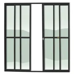 Brimak - Porta de Correr Alumínio Preto 4 Folhas Central 210x240x7,8cm Super 25