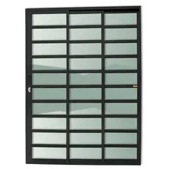 Brimak - Porta de Correr com Travessa Alumínio Preto 3 Folhas Esquerda 210x150x11,5cm Super 25