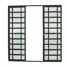 Brimak - Porta de Correr com Travessa Alumínio Preto 4 Folhas Central 210x240x7,8cm Super 25