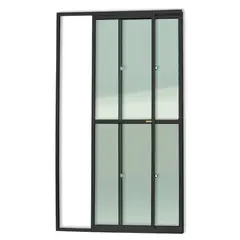 Brimak - Porta de Correr Sem Fechadura Alumínio Preto 2 Folhas Esquerda 210x150x7,8cm Super 25