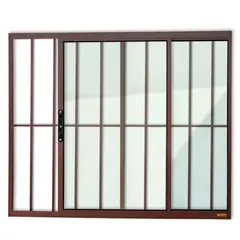 Brimak - Janela de Correr Alumínio Corten 2 Folhas Com Grade Esquerda 100x120x8cm Confort