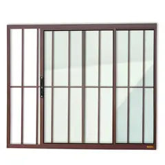 Brimak - Janela de Correr Alumínio Corten 2 Folhas Com Grade Esquerda 100x150x8cm Confort