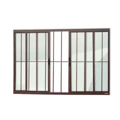 Brimak - Janela de Correr Alumínio Corten 4 Folhas Com Grade Central 100x200x8cm Confort