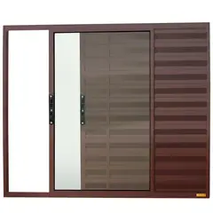 Brimak - Janela Veneziana Alumínio Corten 3 Folhas Esquerda 100x100x8cm Confort