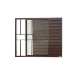 Brimak - Janela Veneziana Alumínio Corten 3 Folhas Com Grade Esquerda 100x100x8cm Confort