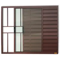 Brimak - Janela Veneziana Alumínio Corten 3 Folhas Com Grade Esquerda 100x100x8cm Confort