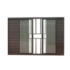 Brimak - Janela Veneziana Alumínio Corten 6 Folhas Com Grade Central 100x200x8cm Confort