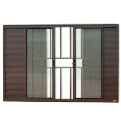 Brimak - Janela Veneziana Alumínio Corten 6 Folhas Com Grade Central 120x200x8cm Confort