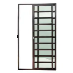 Brimak - Porta de Correr com Travessa Alumínio Corten 2 Folhas Esquerda 210x150x7,8cm Super 25