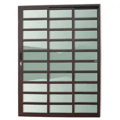 Brimak - Porta de Correr com Travessa Alumínio Corten 3 Folhas Esquerda 210x180x11,5cm Super 25