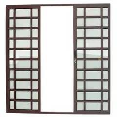 Brimak - Porta de Correr com Travessa Alumínio Corten 4 Folhas Central 210x200x7,8cm Super 25