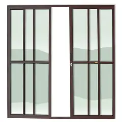 Brimak - Porta de Correr Alumínio Corten 4 Folhas Central 210x200x7,8cm Super 25