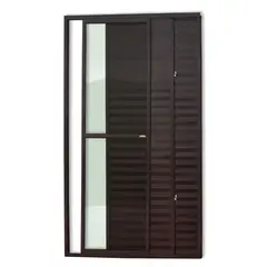 Brimak - Porta Balcão Veneziana de Correr Sem Fechadura Alumínio Corten 3 Folhas Esquerda 210x120x11,5cm Super 25