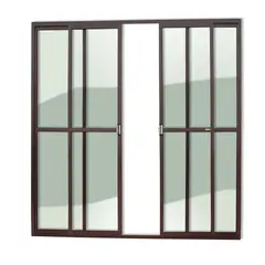 Brimak - Porta de Correr Sem Fechadura Alumínio Corten 4 Folhas Central 210x240x7,8cm Super 25