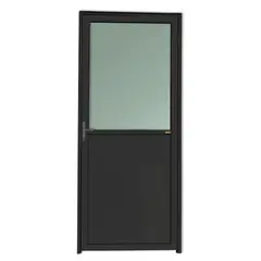 Brimak - Porta Lambri e Meio Vidro Alumínio Preto Esquerda 210x80x4,6cm Super 25