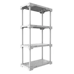Fixser - Estante de Plástico com 4 Prateleiras Branca Organize 127x70x35cm 100kg Grifit
