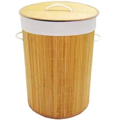 Just Home Collection - Cesto de Bambu para Roupas Redondo Natural 65L 39,2x57x39,2Cm