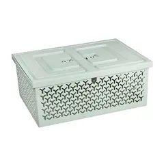 Crippa - Cesto Plástico Organizador com Tampa 18,2x45,3x32,5cm Menta