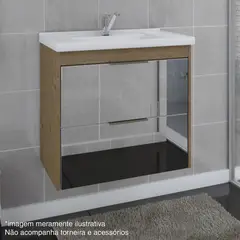 Mgm - Armário para Banheiro Frente Espelho Bromélia Amêndoa 59cm