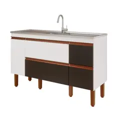 Mgm - Balcão Cozinha Prisma Px Perfil 1,44 Mt Branco/Preto