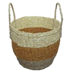 Just Home Collection - Cesto Decorativo em Fibra Natural com Alças Mejia 28x24cm