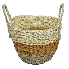 Just Home Collection - Cesto Decorativo em Fibra Natural com Alças Mejia 24x20cm