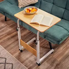 Just Home Collection - Mesa de Escritorio branco e madeira altura 60x40x67-87cm Ajustável