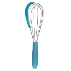 Oikos - Batedor de Ovos Com Raspador de Silicone e Metal 6,5cmx7,5cmx30,5cm Azul