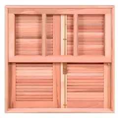 Esel - Janela Veneziana Guilhotina Quadriculada Madeira Eucalipto Natural 2 Folhas Central 100x140x12cm Pop