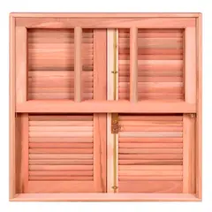 Esel - Janela Veneziana Guilhotina Quadriculada Madeira Eucalipto Natural 2 Folhas Central 100x150x12cm Pop
