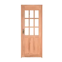 Esel - Porta Montada de Giro Madeira Macica Eucalipto Natural Esquerda 213x74,5x12cm 09 Vidros