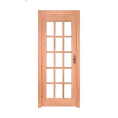 Esel - Porta Montada de Giro Madeira Macica Eucalipto Natural Esquerda 213x74,5x12cm 15 Vidros