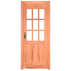 Esel - Porta Montada de Giro Madeira Macica Eucalipto Natural Esquerda 213x74,5x12cm 09 Vidros