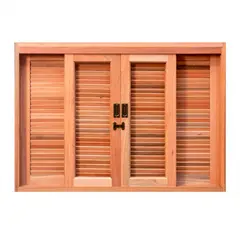 Esel - Janela Veneziana Madeira Eucalipto Natural 6 Folhas Central 100x160x12cm Gold