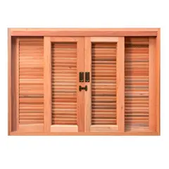 Esel - Janela Veneziana Madeira Eucalipto Natural 6 Folhas Central 120x180x12cm Gold