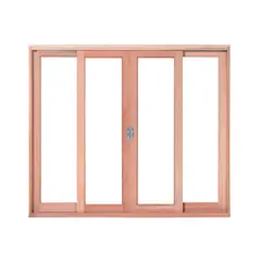 Esel - Janela de Correr Madeira Eucalipto Natural 4 Folhas Central 100x120x12cm Pop