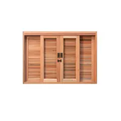 undefined - Janela Veneziana Madeira Eucalipto Natural 6 Folhas Central 120X120X12cm Gold