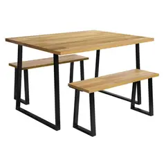Just Home Collection - Conjunto Sala de Jantar Mesa com 2 Bancos Cauly