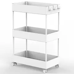 Just Home Collection - Estante Multiuso com Rodas 3 Níveis Branco
