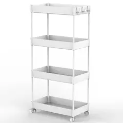Just Home Collection - Estante Multiuso com Rodas 4 Níveis Branco