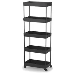 Just Home Collection - Estante Multiuso com Rodas 5 Níveis Preto