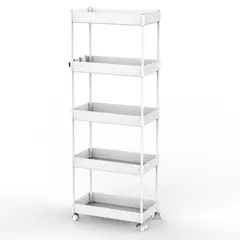 Just Home Collection - Estante Multiuso com Rodas 5 Níveis Branco