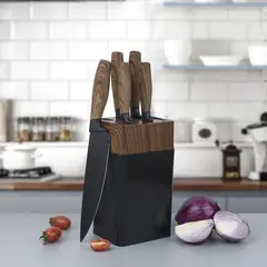 Just Home Collection - Conjunto de Facas com Cepo 6 Peças