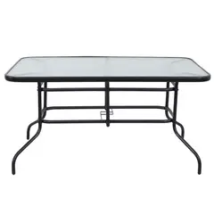 Just Home Collection - Mesa Retangular 140x90cm Metal com Vidro Preta