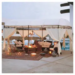undefined - Gazebo Oval com Cortina Branco 270x600x300cm Just Home Collection